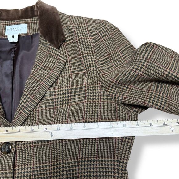Vintage Jaclyn Smith Blazer 10 Classic Brown Tweed Faux Suede Trim Equestrian M - Picture 9 of 14